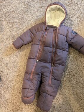 Free Country Mauve and Cream Infant Hooded Snowsuit